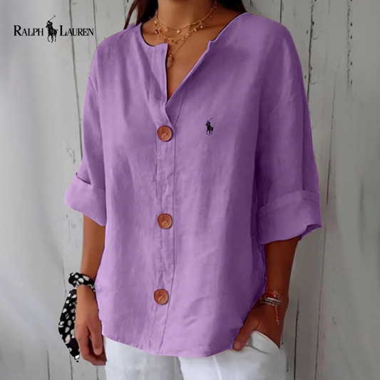 RL™ - Camicetta in lino con bottoni in stile