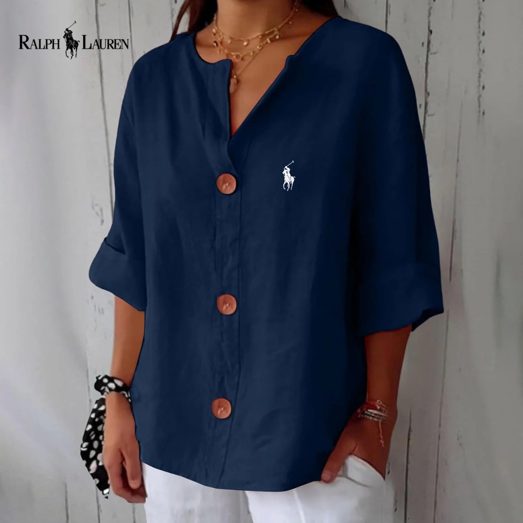 RL™ - Camicetta in lino con bottoni in stile