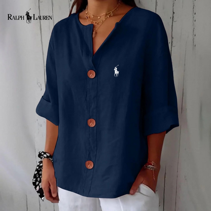 RL™ - Camicetta in lino con bottoni in stile