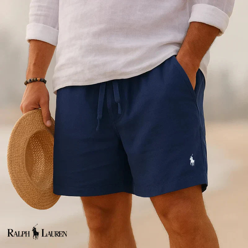 ᏒᏞ™ - Pantaloncini in lino con cordoncino da uomo