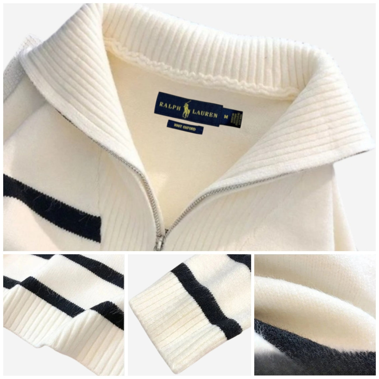 RL™ Maglione a righe con chiusura lampo da donna