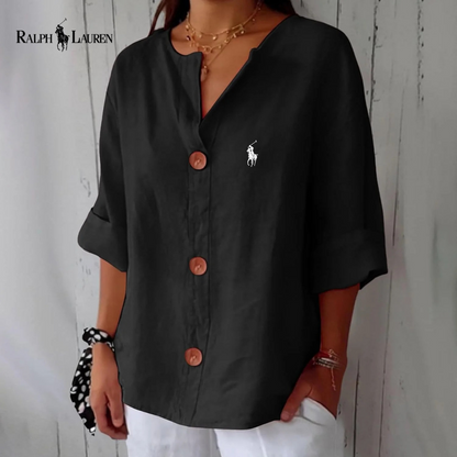 RL™ - Camicetta in lino con bottoni in stile