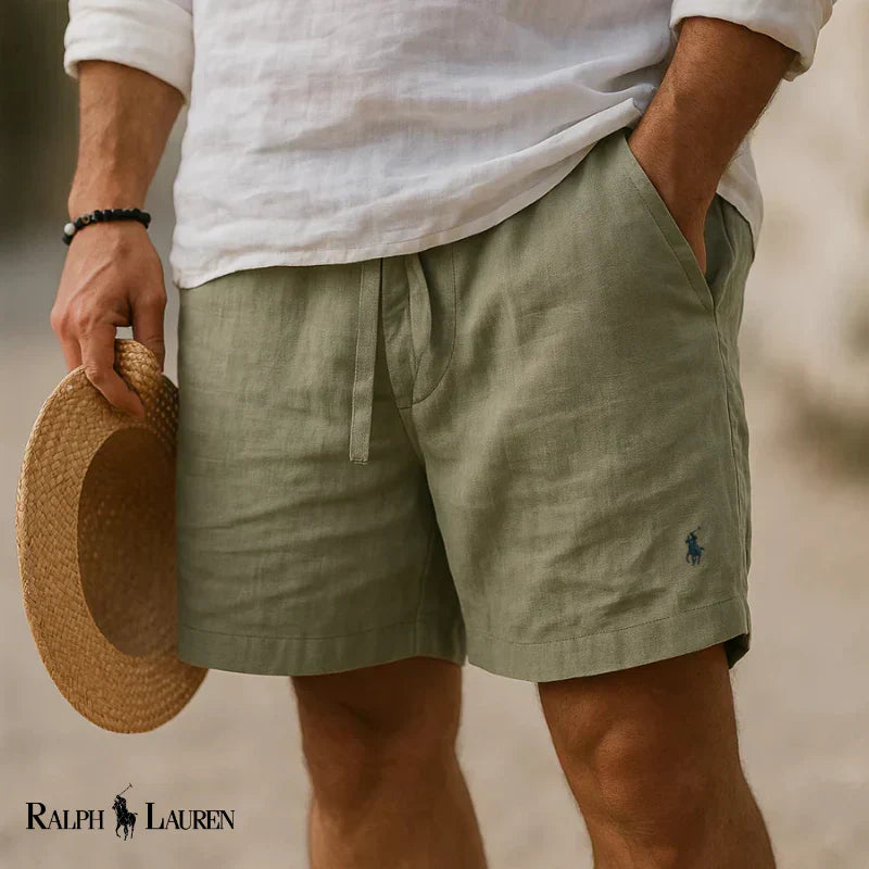 ᏒᏞ™ - Pantaloncini in lino con cordoncino da uomo