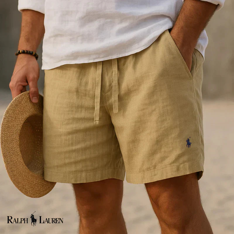 ᏒᏞ™ - Pantaloncini in lino con cordoncino da uomo