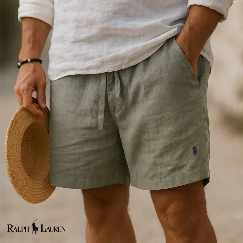 ᏒᏞ™ - Pantaloncini in lino con cordoncino da uomo