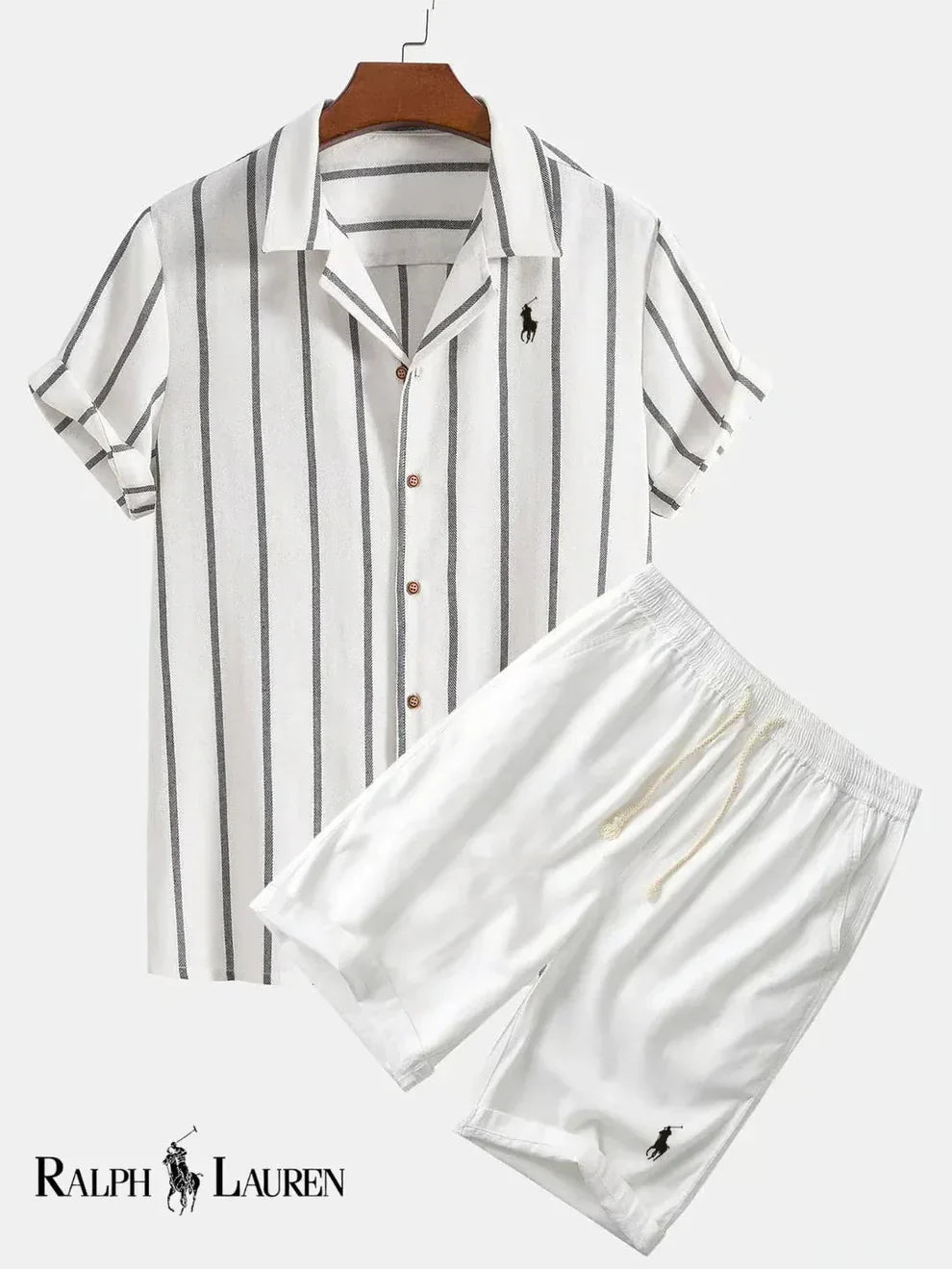 Conjunto de Camisa Cubana a Rayas y Shorts para Hombre
