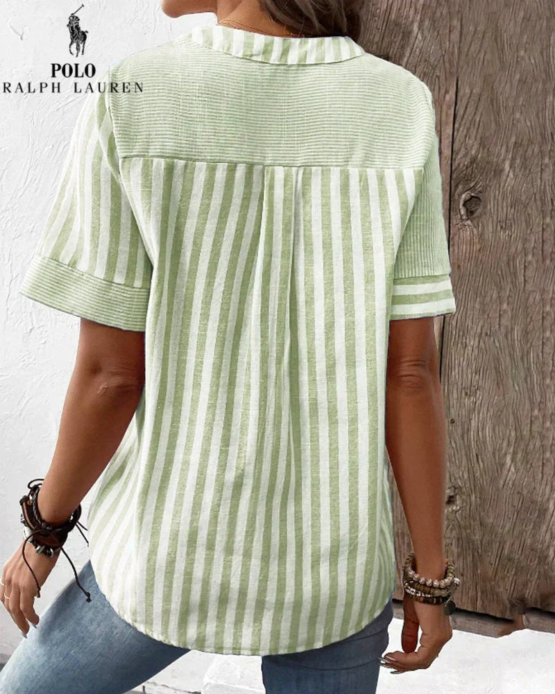 RL™ | Camicia in lino e cotone – Scollo a V (Ultimi pezzi)