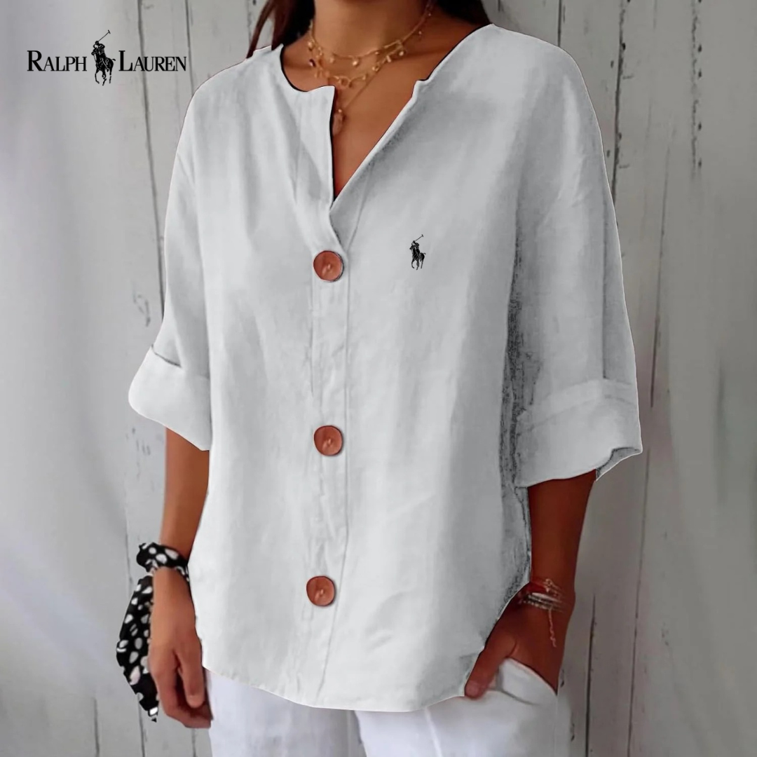 RL™ - Camicetta in lino con bottoni in stile