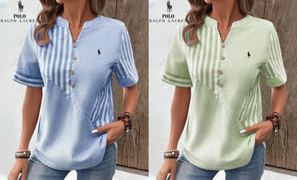 RL™ | Camicia in lino e cotone – Scollo a V (Ultimi pezzi)