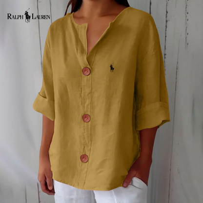 RL™ - Camicetta in lino con bottoni in stile