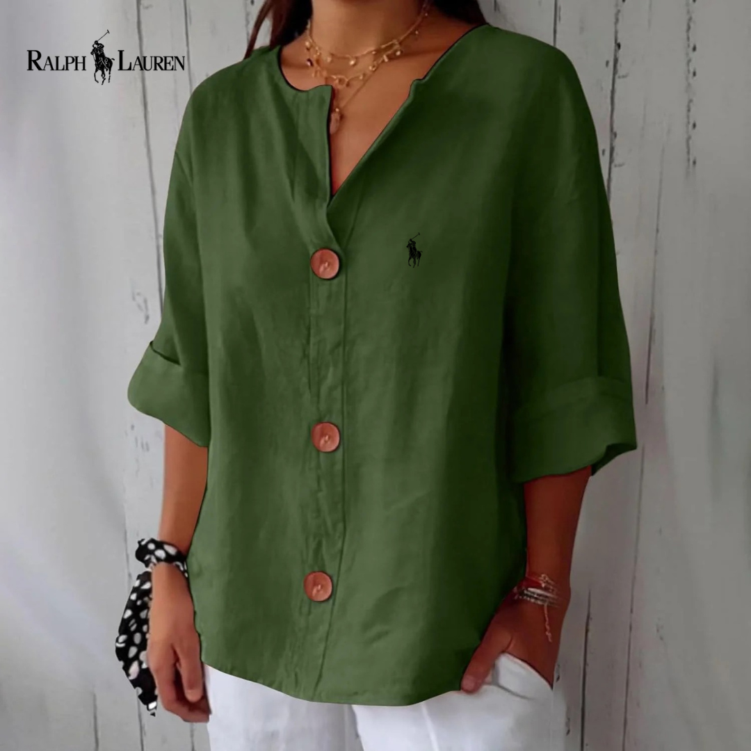 RL™ - Camicetta in lino con bottoni in stile
