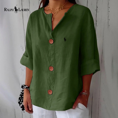 RL™ - Camicetta in lino con bottoni in stile