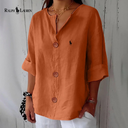 RL™ - Camicetta in lino con bottoni in stile