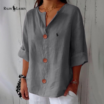 RL™ - Camicetta in lino con bottoni in stile