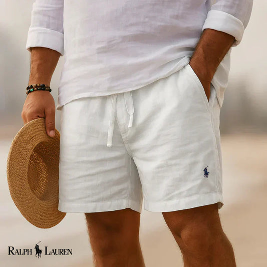 ᏒᏞ™ - Pantaloncini in lino con cordoncino da uomo