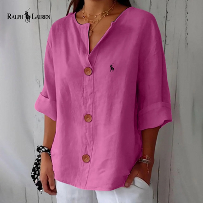 RL™ - Camicetta in lino con bottoni in stile