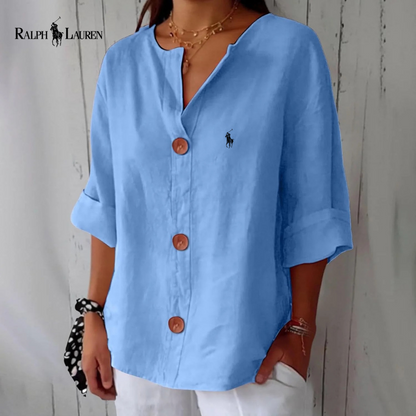 RL™ - Camicetta in lino con bottoni in stile