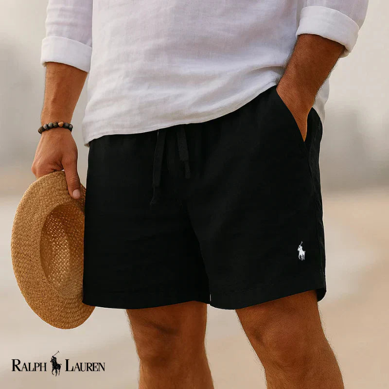 ᏒᏞ™ - Pantaloncini in lino con cordoncino da uomo