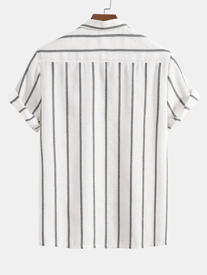 Conjunto de Camisa Cubana a Rayas y Shorts para Hombre